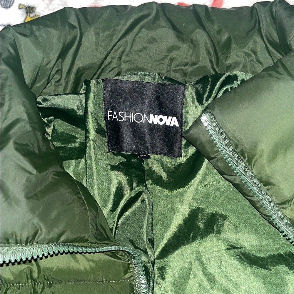 Fashion Nova Olive Green Quilted Jacket - Picture 2 of 2
